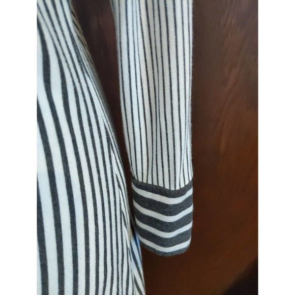 Parsley & Sage Top Tunic Womens Medium Artsy Stripe Button Front Black White - Picture 4 of 5